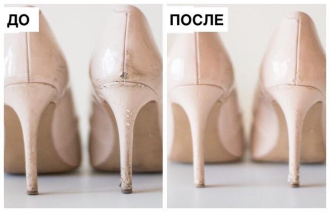 Franse manier om "Wissen" eventuele krassen van gelakt schoenen