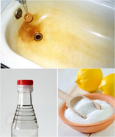 Een effectieve manier om het bad schoon te maken en zinken van de borg en roest.