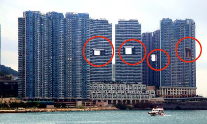 "Lekkende" wolkenkrabbers van Hong Kong.