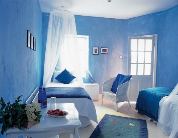 Foto van de slaapkamer in blauw