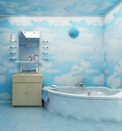 De badkamer afwerken met PVC-panelen - het binnenraam is perfect verborgen achter het materiaal