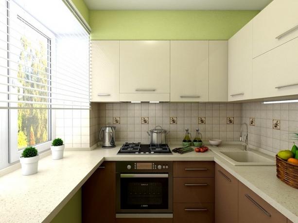 Minimale ruimte en maximaal bruikbare oppervlakte - dit zou de keuken in Chroesjtsjov moeten zijn
