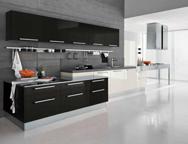 Zwart-witte keuken (54 foto's): vloerdecoratie, tegels en andere interieurartikelen, ontwerp, video en foto