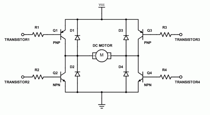 Fig. 5. Volledige regeling H-brug met diodes