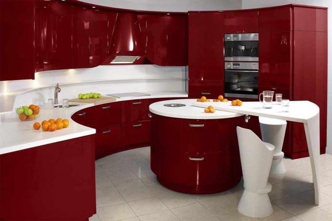rode en witte keuken