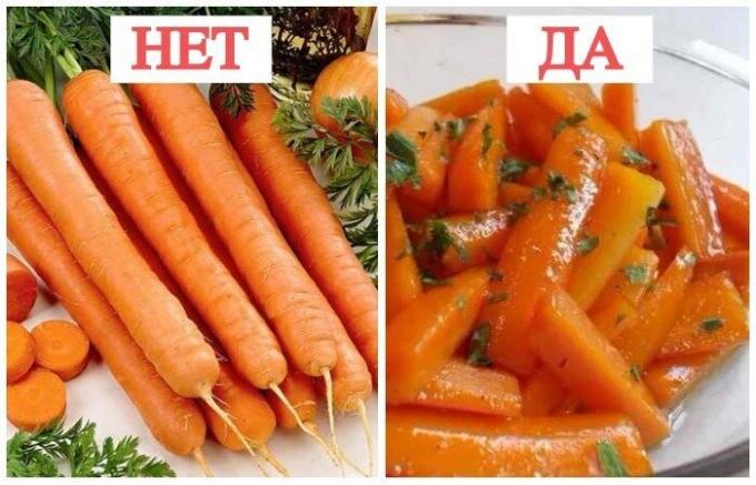 Gekookte wortelen zijn goed rauw.