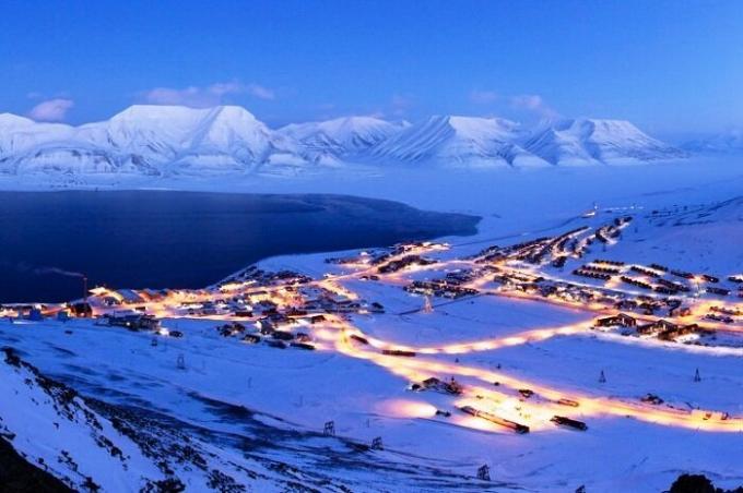 Arctic oase stad Longyearbyen (Noorwegen).