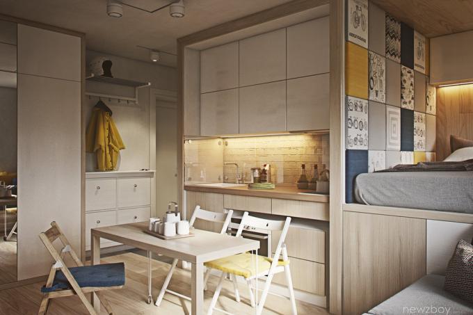 Het interieur van de week: 40 m² odnushka stijl eco-minimalisme