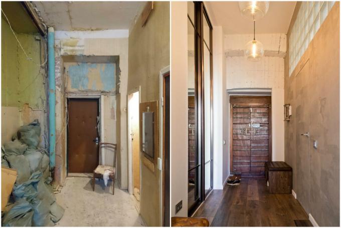 Het stijlvolle interieur van de vermoorde 54 m² appartement in de "oude fonds": voor en na foto's